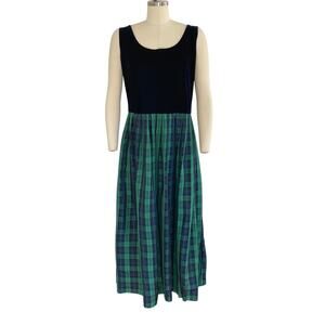 Vintage 90s Jessica Howard Green Plaid Jumper Dress